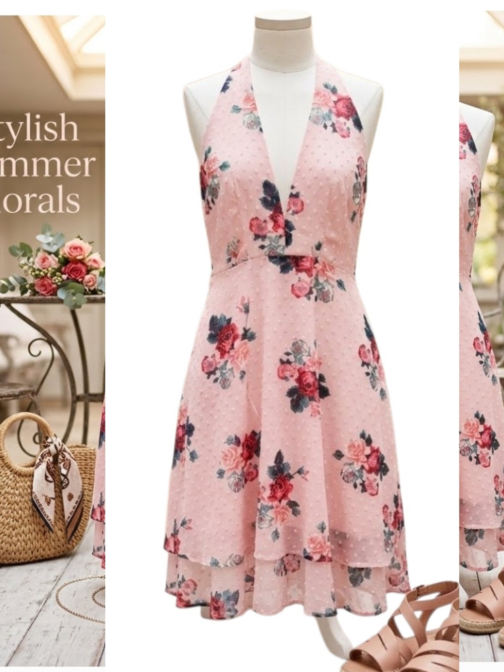 19 Cooper Pink One-Shoulder Floral Layered Dress